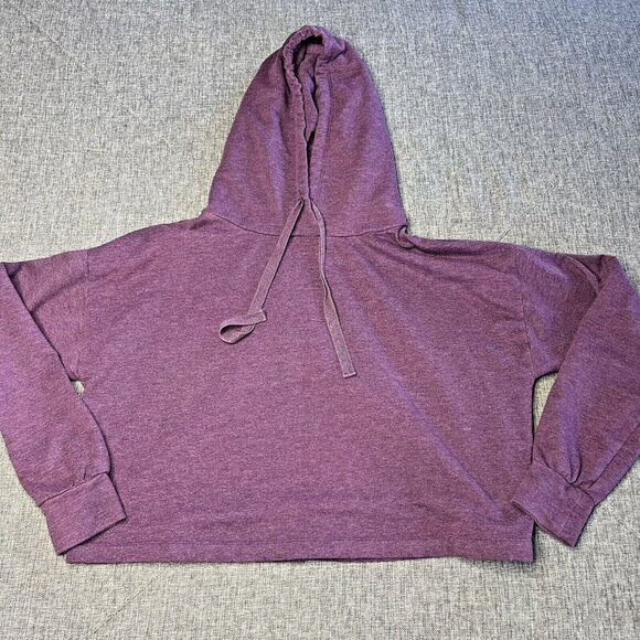 Z By Zella Cropped Hoodie M Purple Sweatshirt Pullover Loose Fit Boxy Blank‎ - Picture 1 of 7